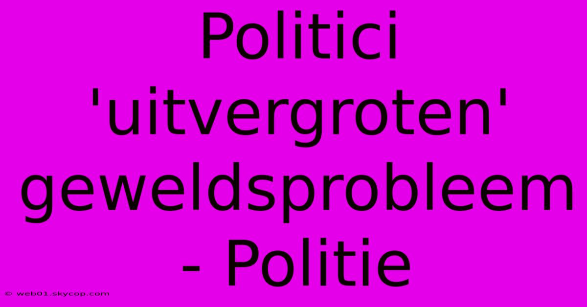 Politici 'uitvergroten' Geweldsprobleem - Politie