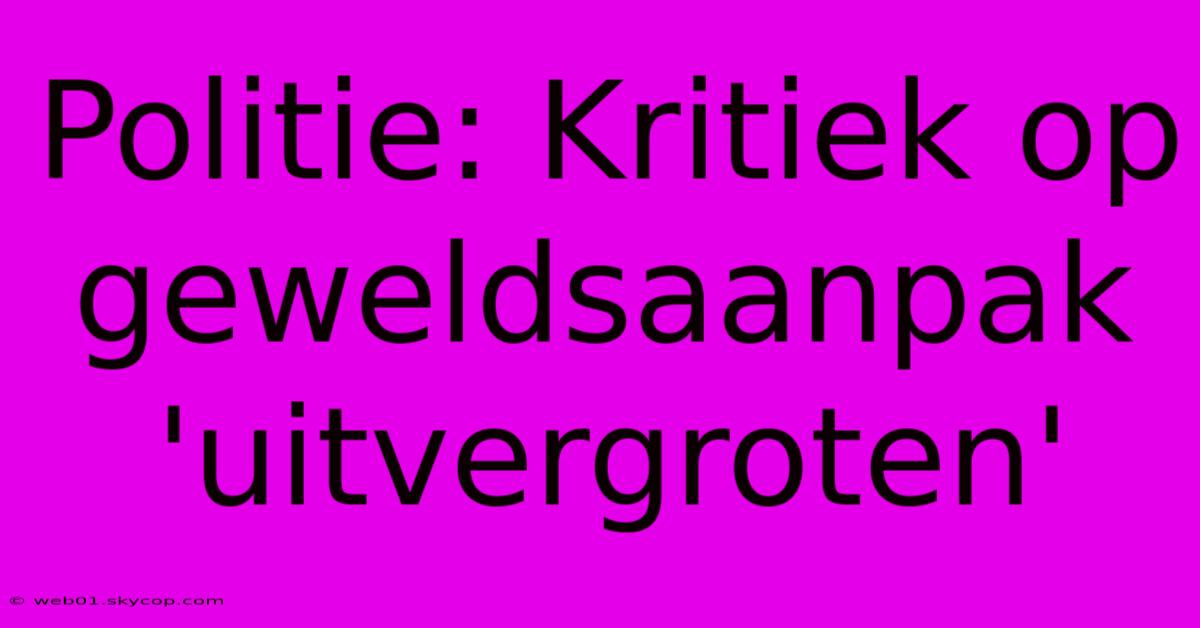 Politie: Kritiek Op Geweldsaanpak 'uitvergroten'