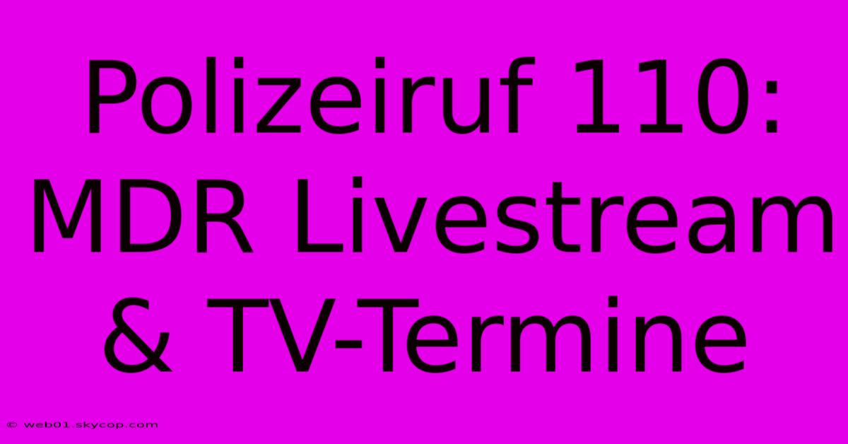 Polizeiruf 110: MDR Livestream & TV-Termine