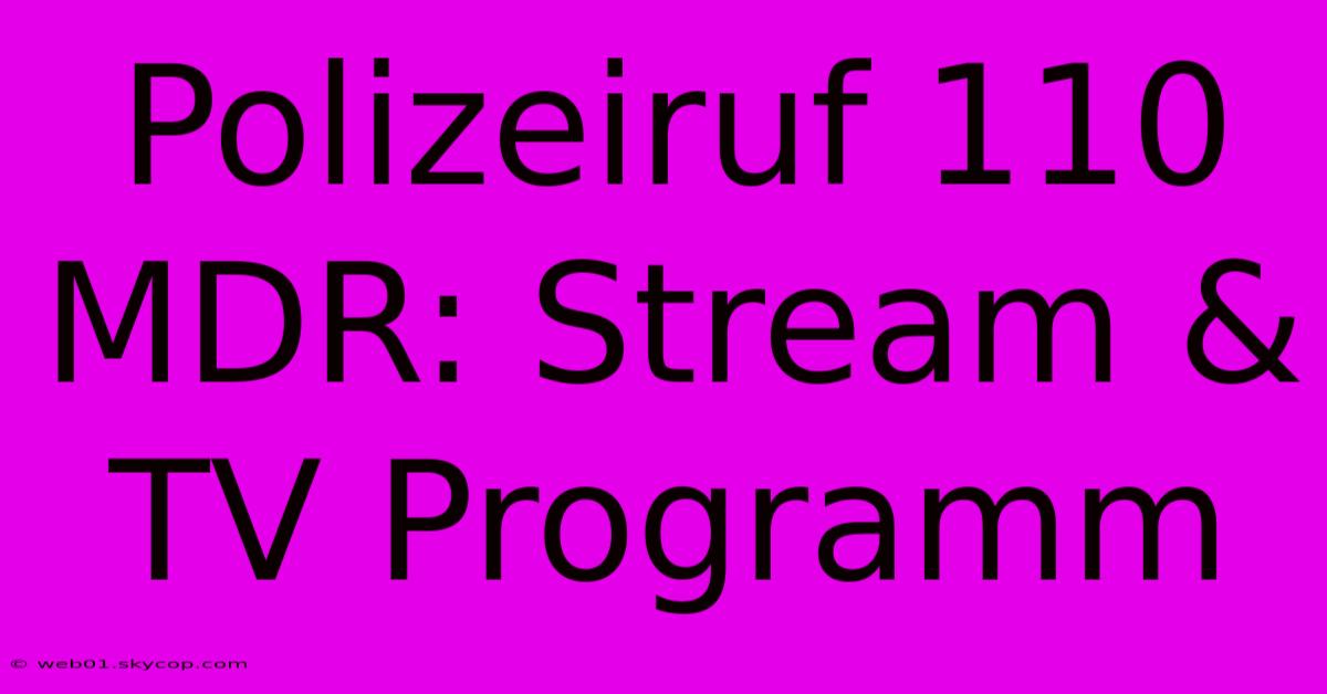 Polizeiruf 110 MDR: Stream & TV Programm