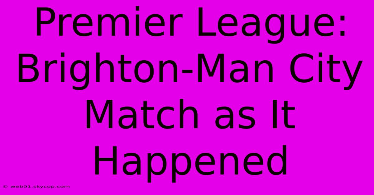 Premier League: Brighton-Man City Match As It Happened 