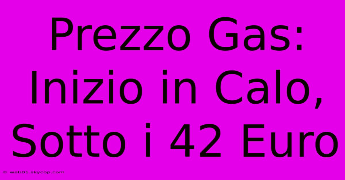 Prezzo Gas: Inizio In Calo, Sotto I 42 Euro