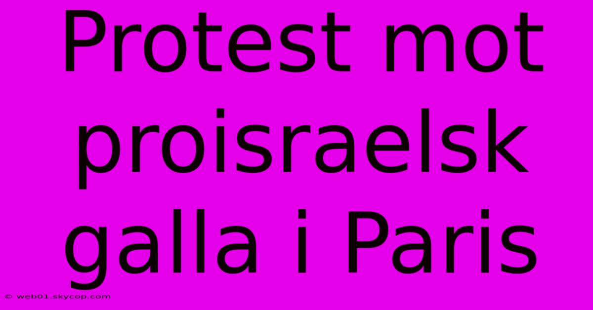 Protest Mot Proisraelsk Galla I Paris