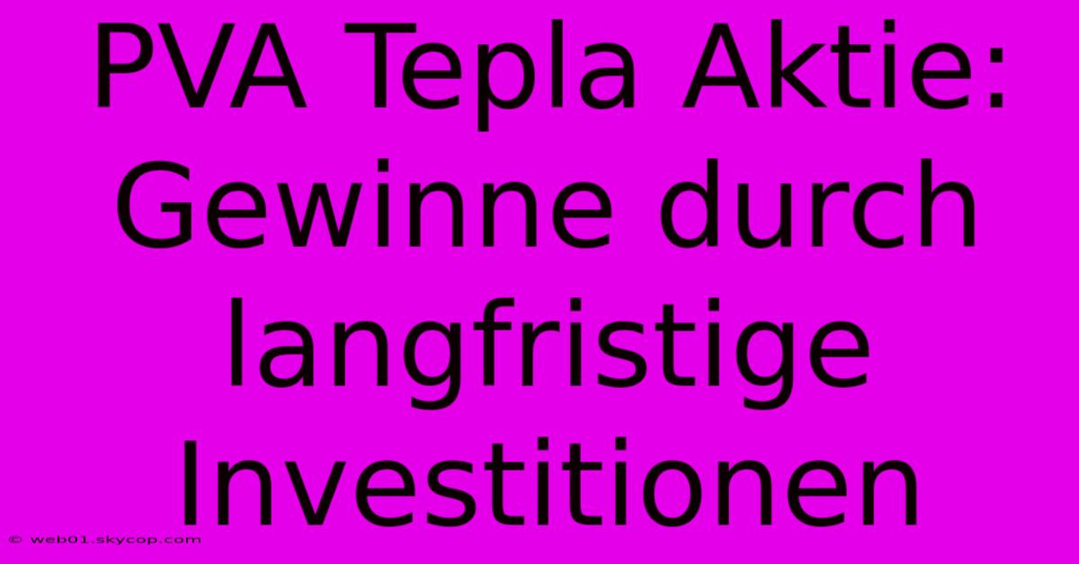 PVA Tepla Aktie: Gewinne Durch Langfristige Investitionen 