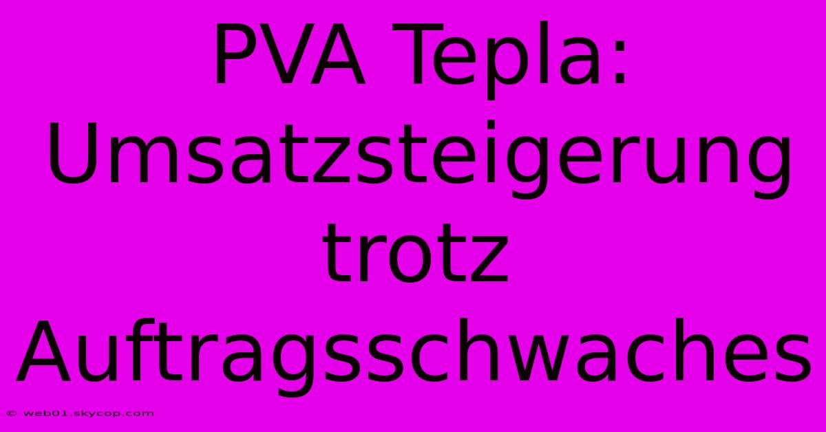 PVA Tepla: Umsatzsteigerung Trotz Auftragsschwaches 