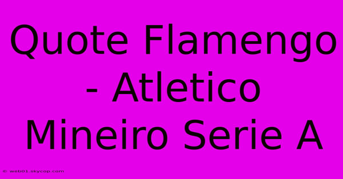 Quote Flamengo - Atletico Mineiro Serie A