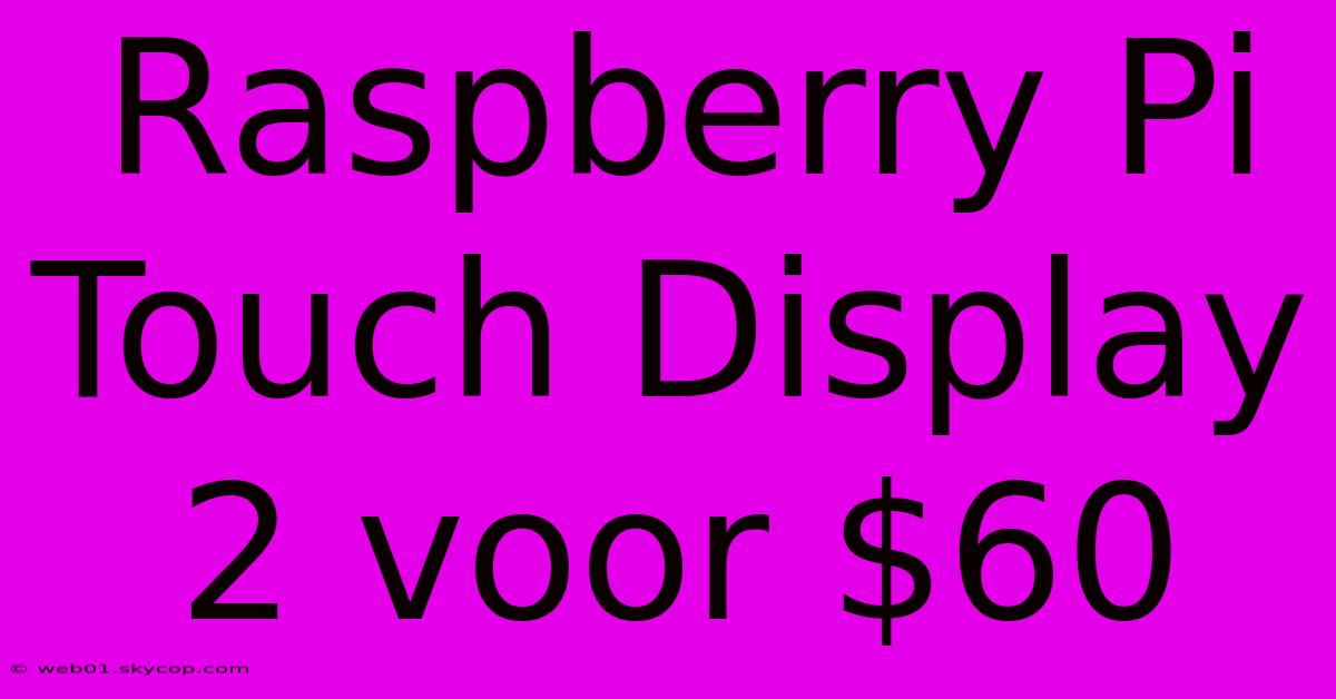 Raspberry Pi Touch Display 2 Voor $60 