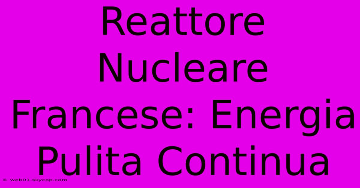 Reattore Nucleare Francese: Energia Pulita Continua