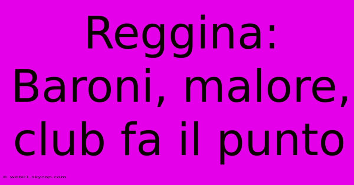Reggina: Baroni, Malore, Club Fa Il Punto 