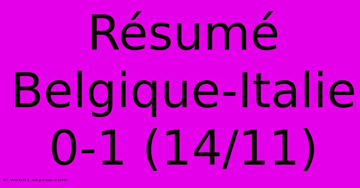 Résumé Belgique-Italie 0-1 (14/11)