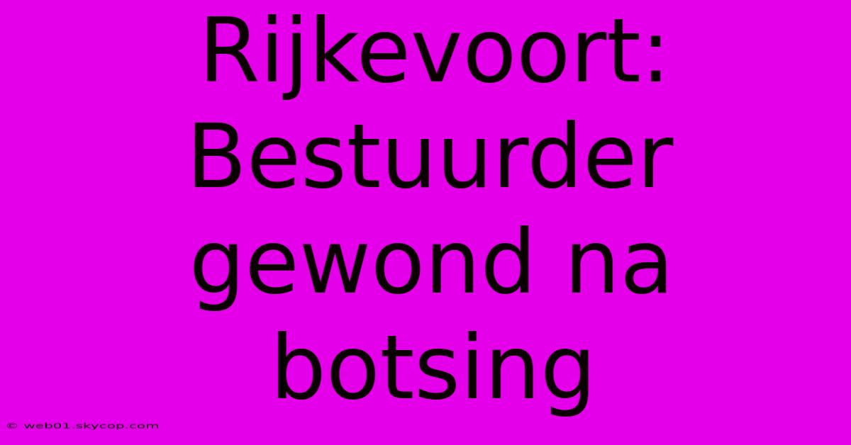 Rijkevoort: Bestuurder Gewond Na Botsing