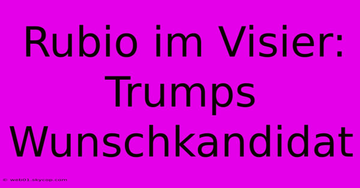 Rubio Im Visier: Trumps Wunschkandidat