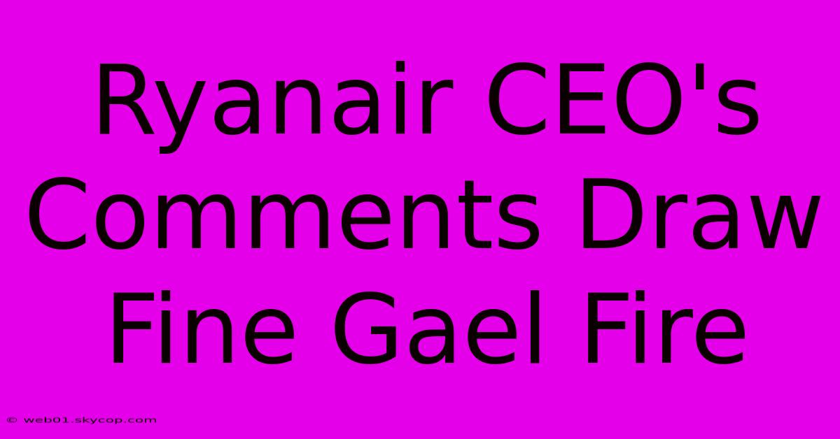 Ryanair CEO's Comments Draw Fine Gael Fire