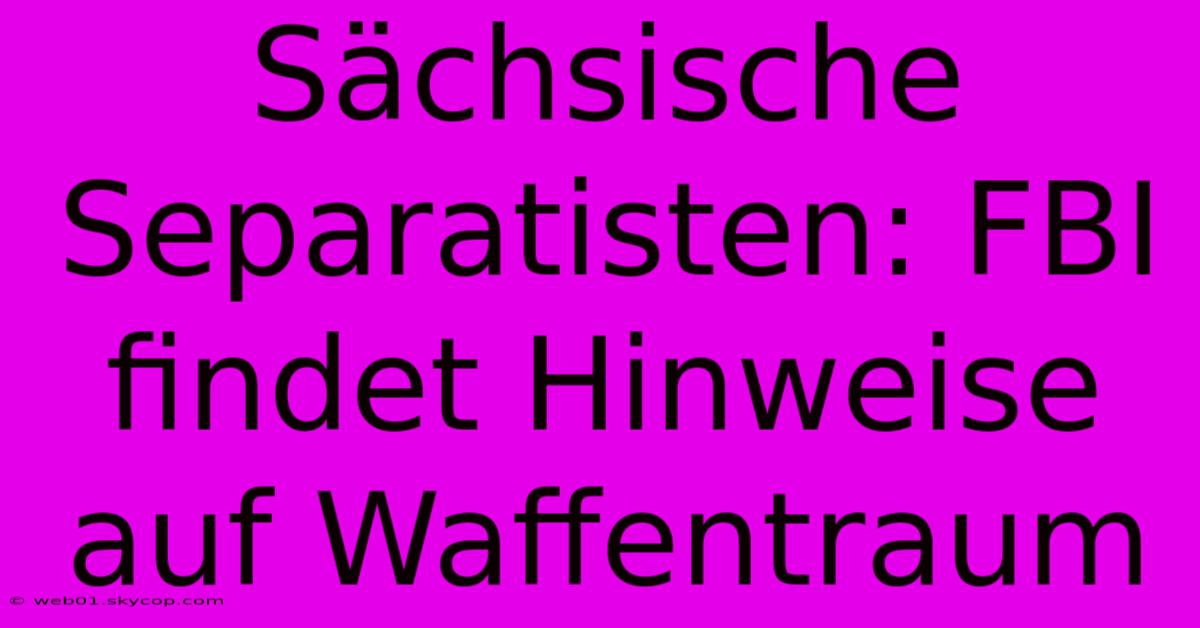 Sächsische Separatisten: FBI Findet Hinweise Auf Waffentraum 