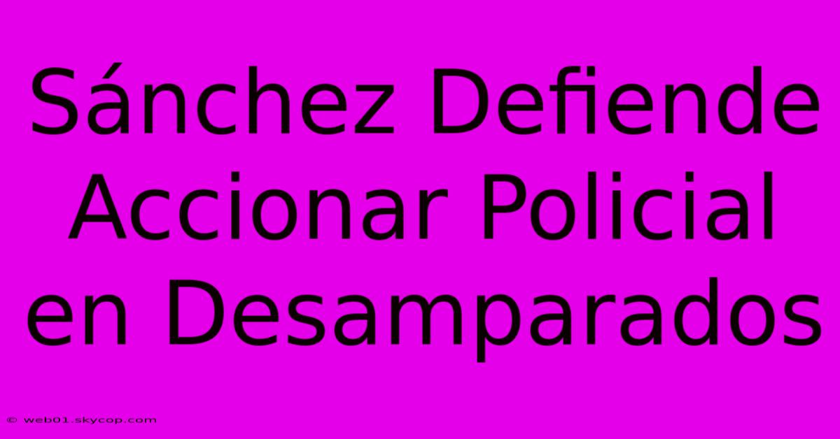 Sánchez Defiende Accionar Policial En Desamparados