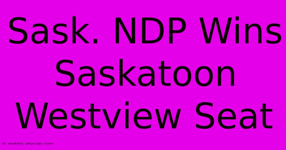 Sask. NDP Wins Saskatoon Westview Seat 