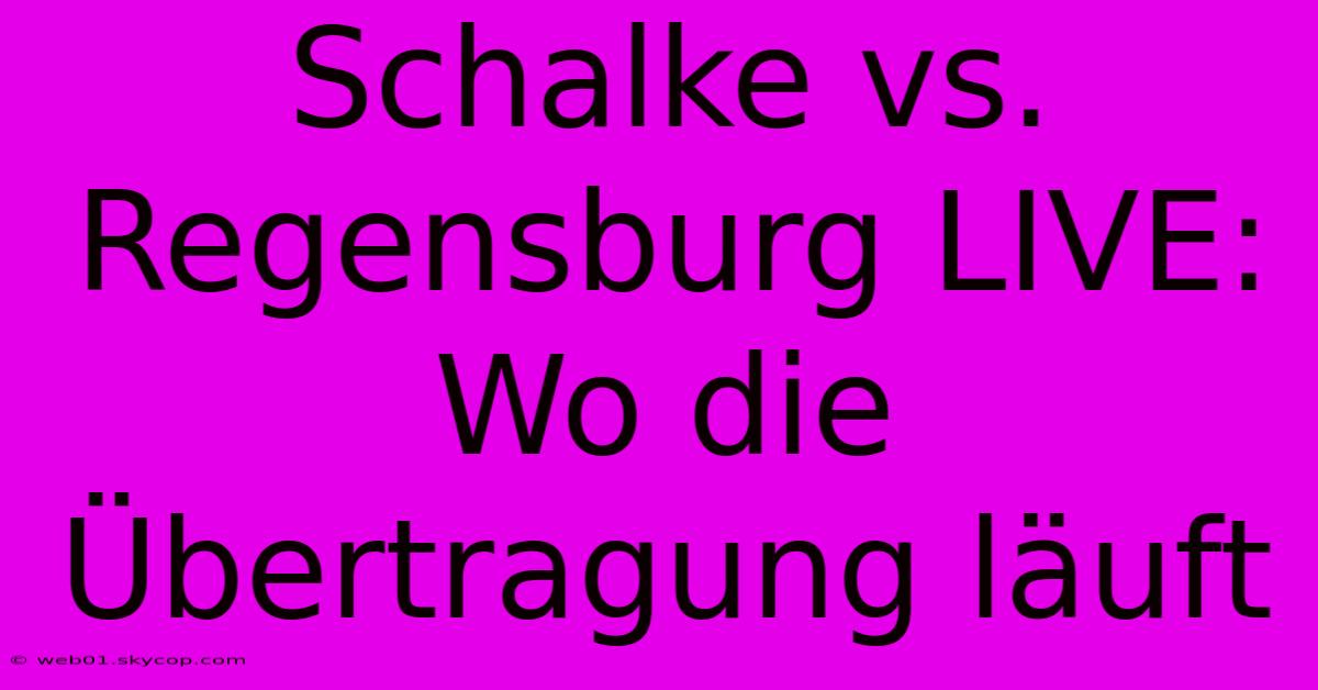 Schalke Vs. Regensburg LIVE: Wo Die Übertragung Läuft