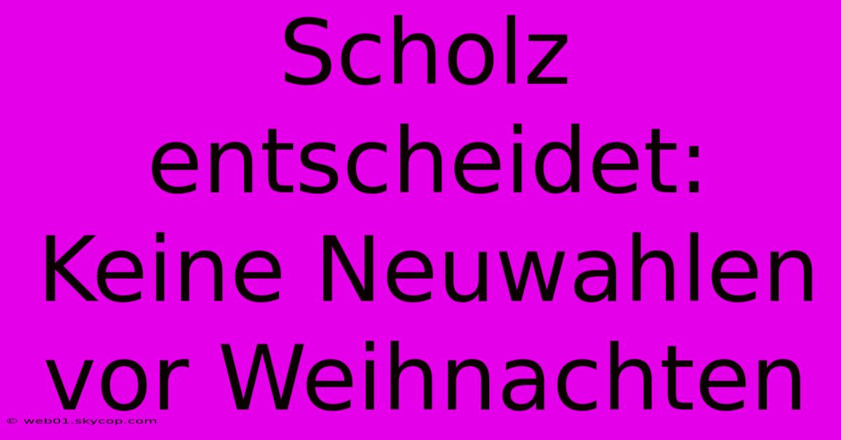 Scholz Entscheidet: Keine Neuwahlen Vor Weihnachten