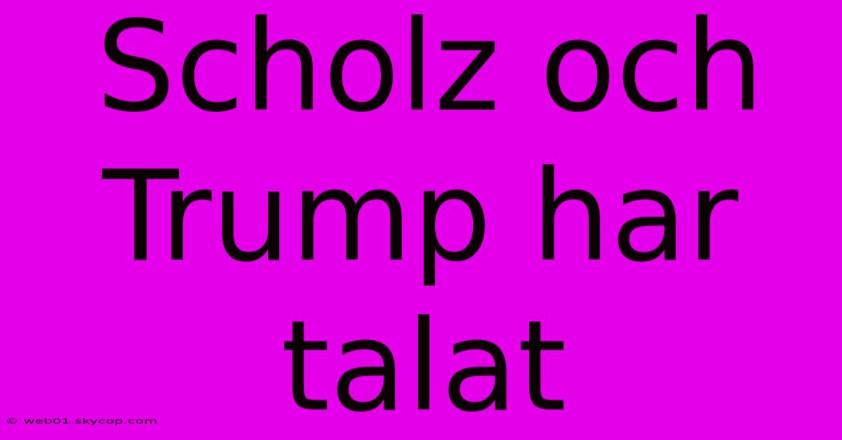 Scholz Och Trump Har Talat