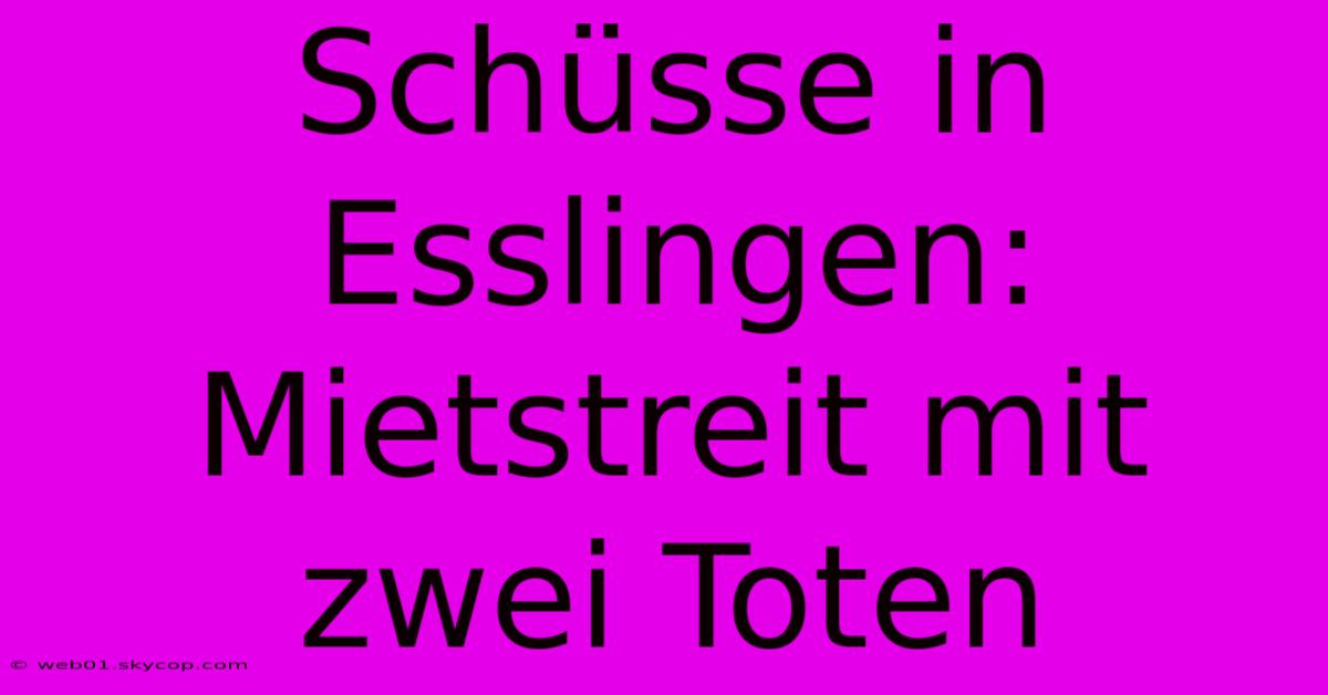 Schüsse In Esslingen: Mietstreit Mit Zwei Toten 