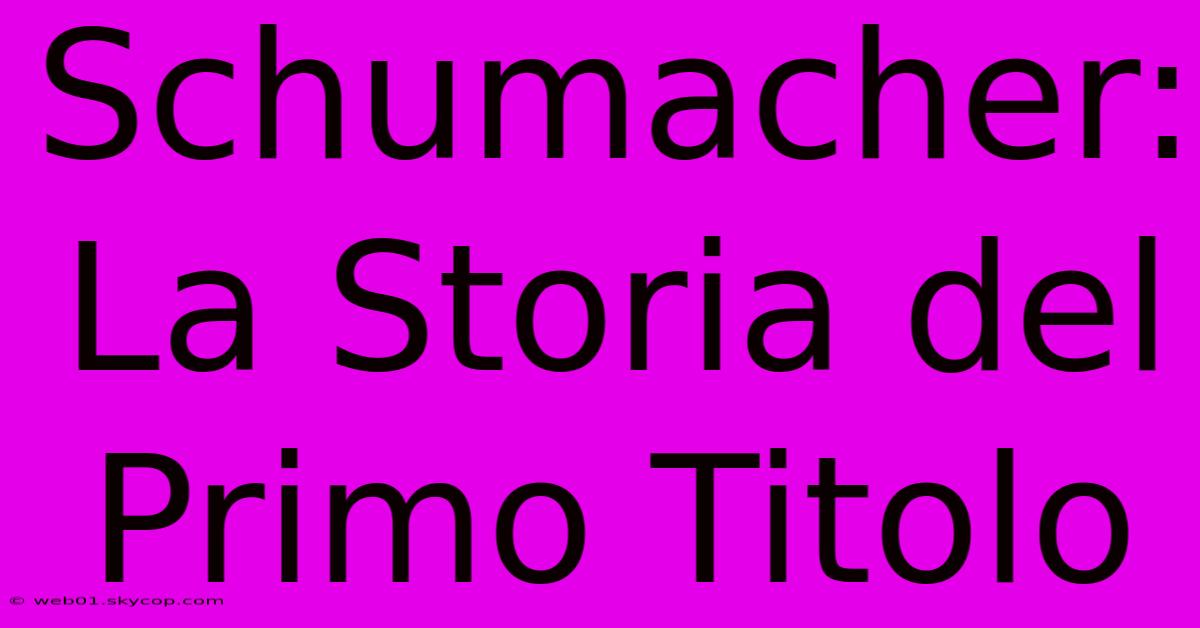 Schumacher: La Storia Del Primo Titolo