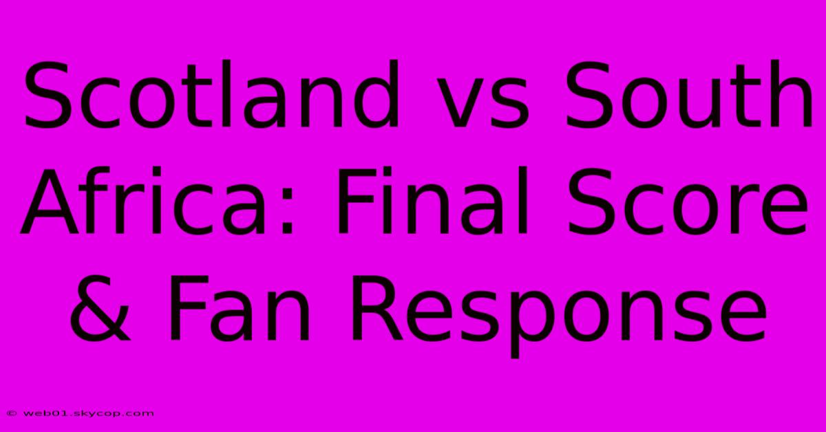 Scotland Vs South Africa: Final Score & Fan Response