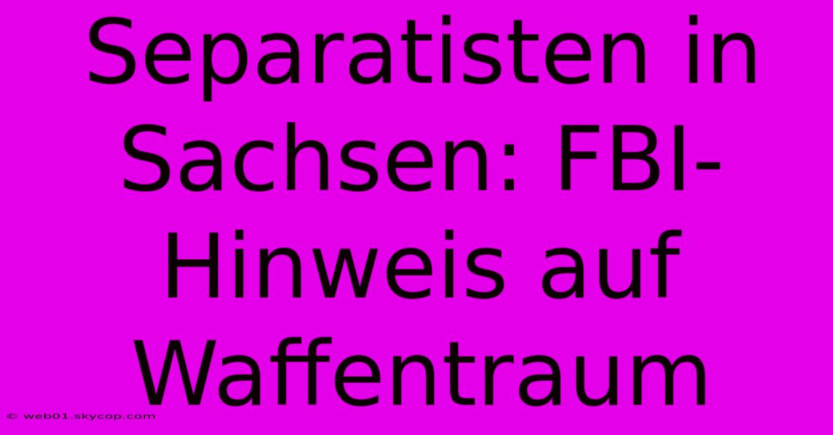 Separatisten In Sachsen: FBI-Hinweis Auf Waffentraum