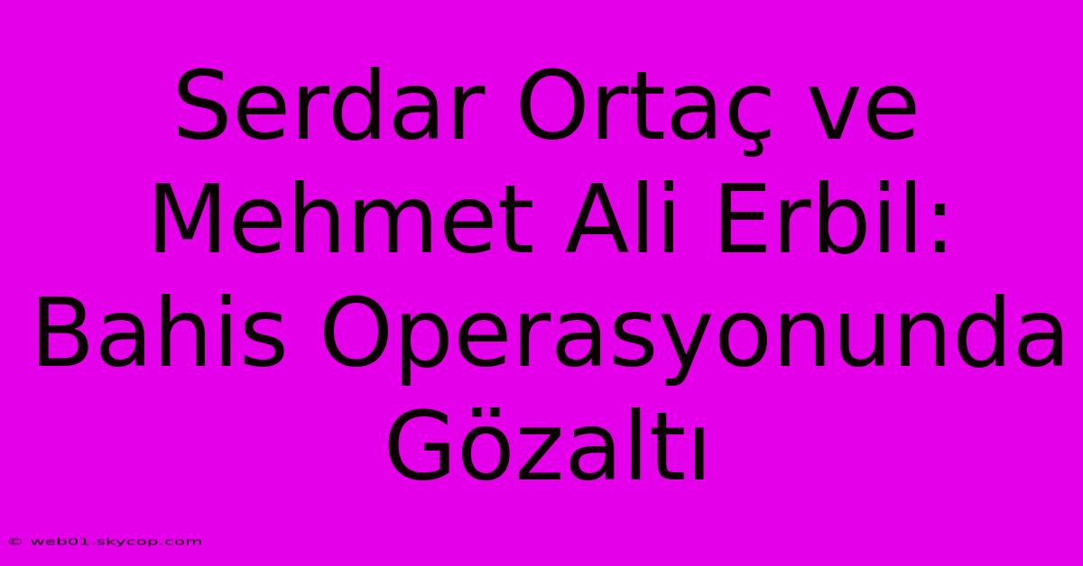 Serdar Ortaç Ve Mehmet Ali Erbil: Bahis Operasyonunda Gözaltı 