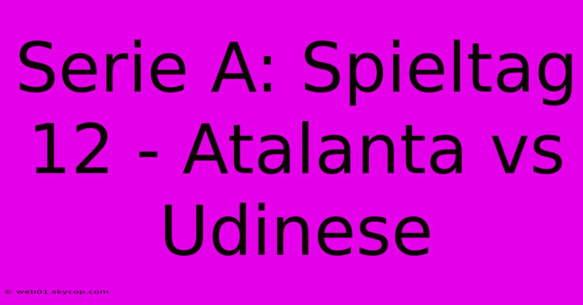 Serie A: Spieltag 12 - Atalanta Vs Udinese