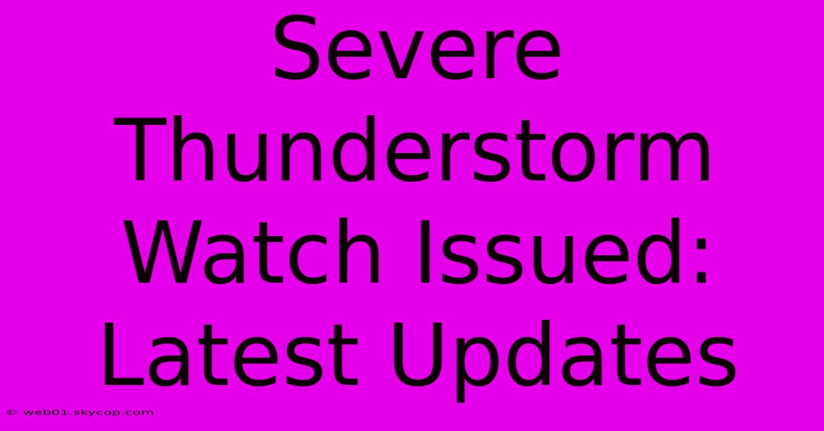 Severe Thunderstorm Watch Issued: Latest Updates