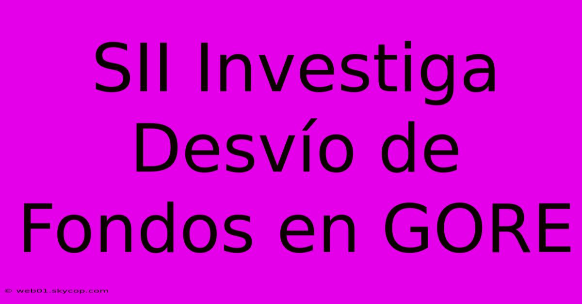 SII Investiga Desvío De Fondos En GORE