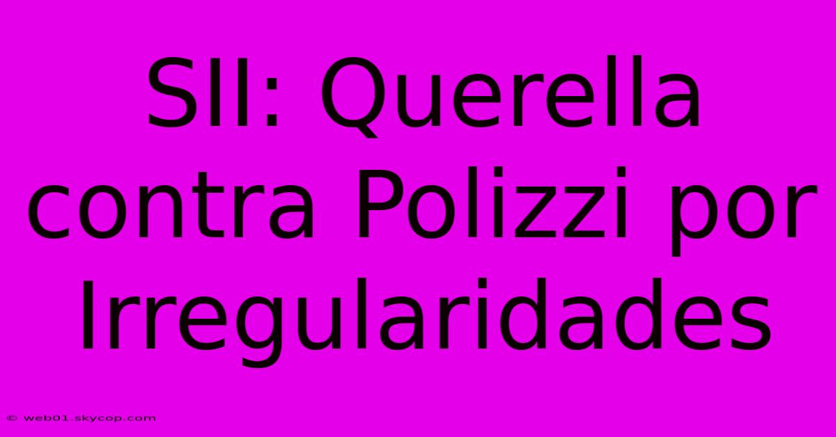 SII: Querella Contra Polizzi Por Irregularidades 