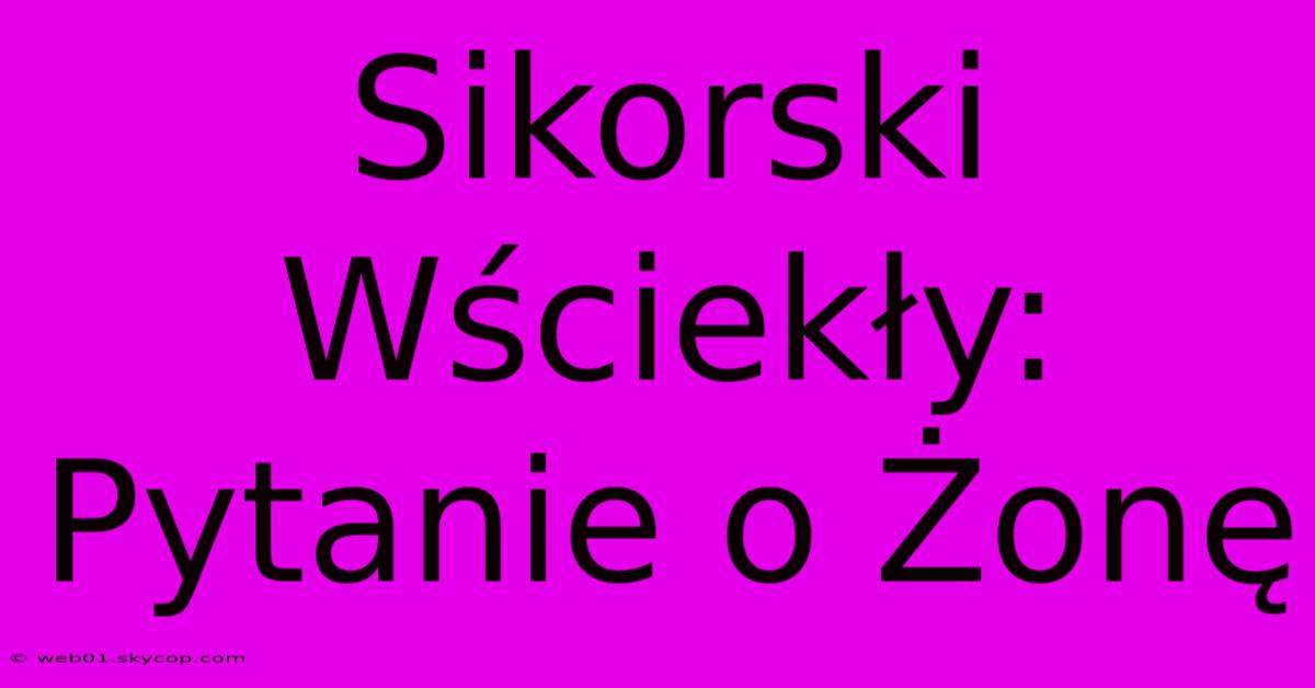 Sikorski Wściekły: Pytanie O Żonę