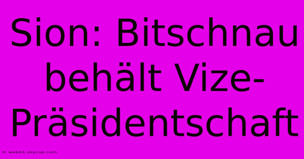 Sion: Bitschnau Behält Vize-Präsidentschaft