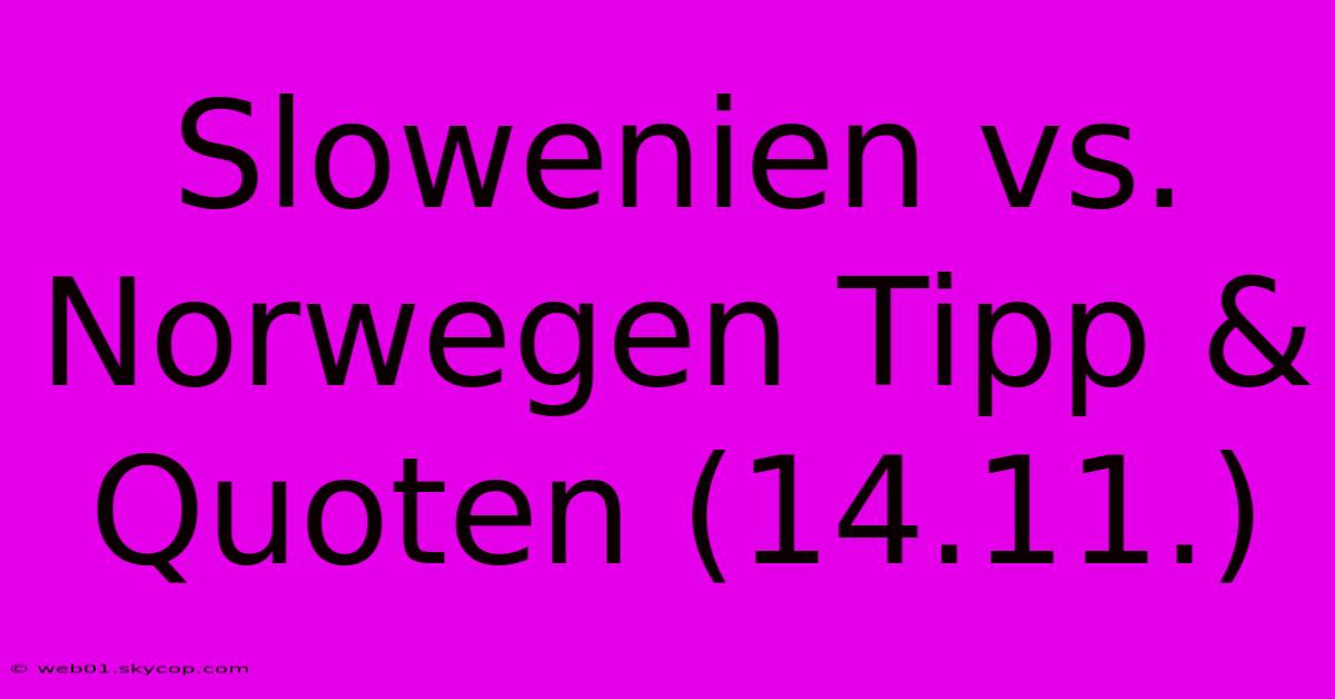 Slowenien Vs. Norwegen Tipp & Quoten (14.11.)