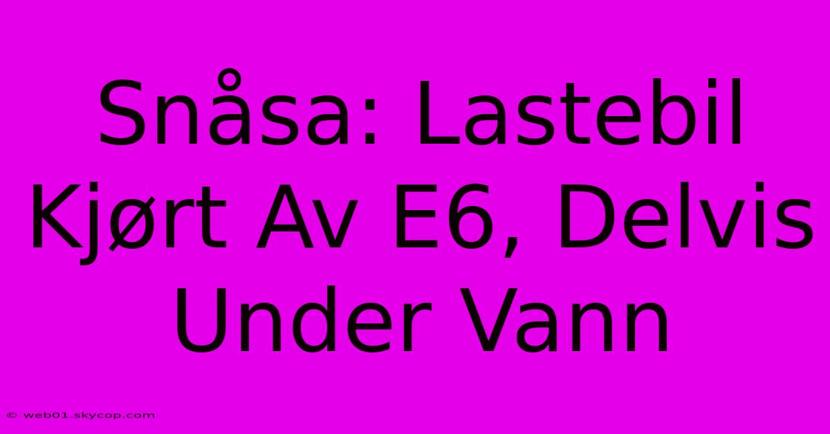 Snåsa: Lastebil Kjørt Av E6, Delvis Under Vann