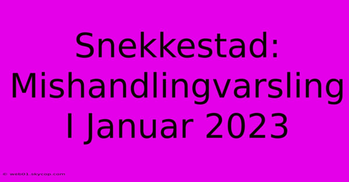 Snekkestad: Mishandlingvarsling I Januar 2023