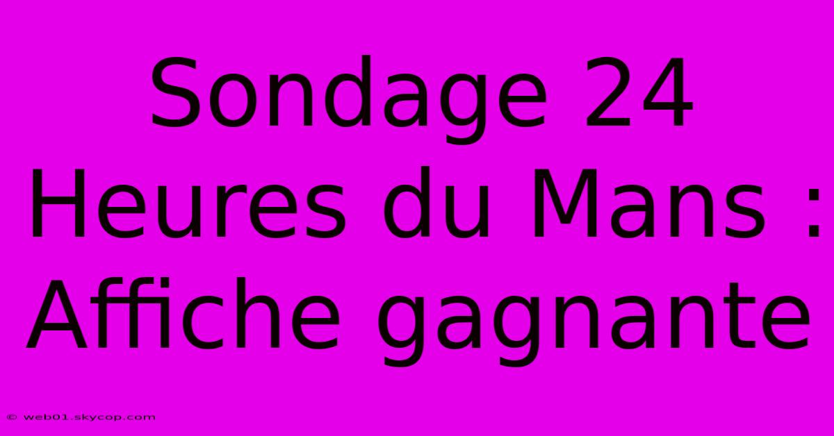 Sondage 24 Heures Du Mans : Affiche Gagnante