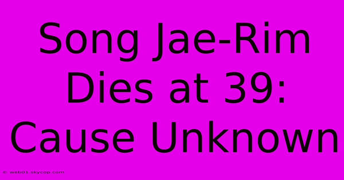 Song Jae-Rim Dies At 39: Cause Unknown