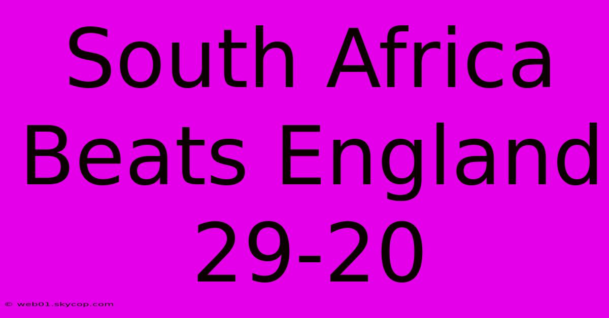 South Africa Beats England 29-20