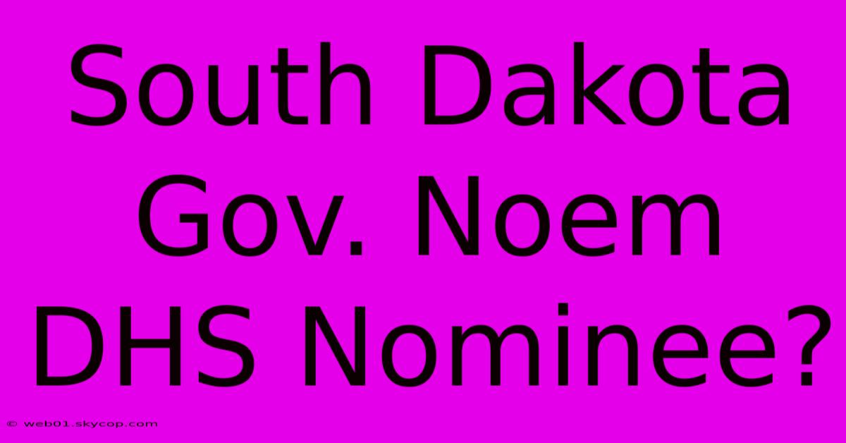 South Dakota Gov. Noem DHS Nominee?