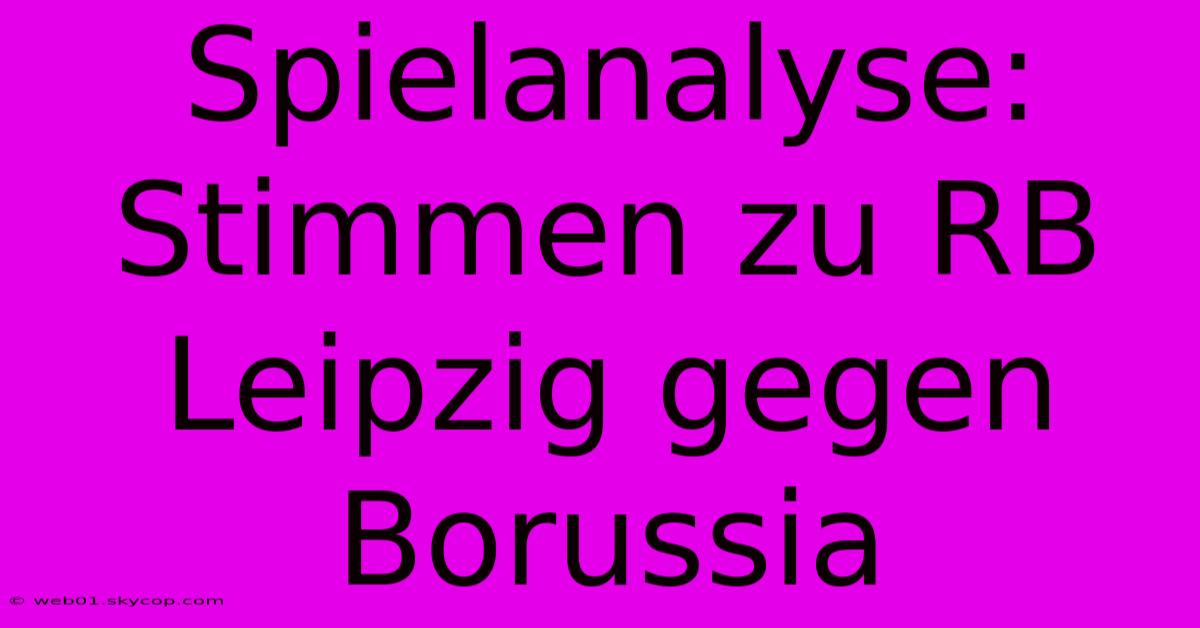 Spielanalyse: Stimmen Zu RB Leipzig Gegen Borussia