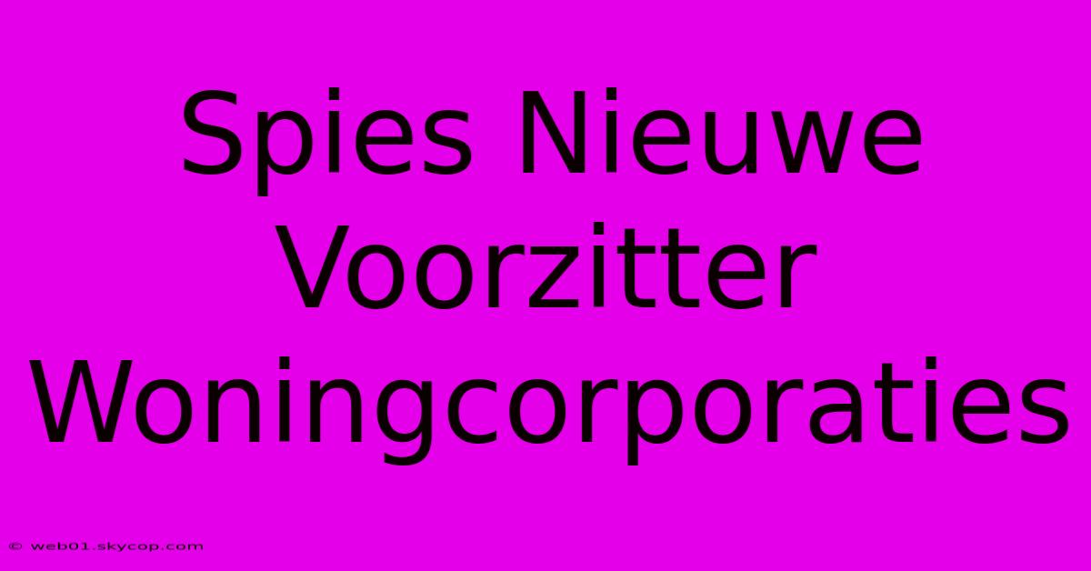 Spies Nieuwe Voorzitter Woningcorporaties