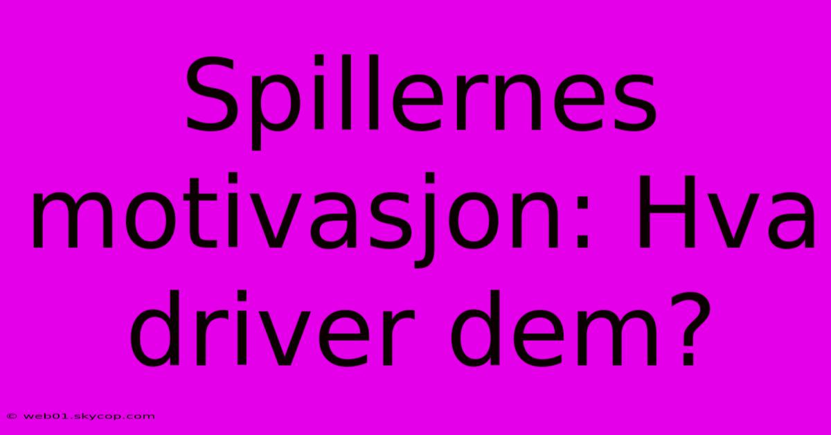 Spillernes Motivasjon: Hva Driver Dem?