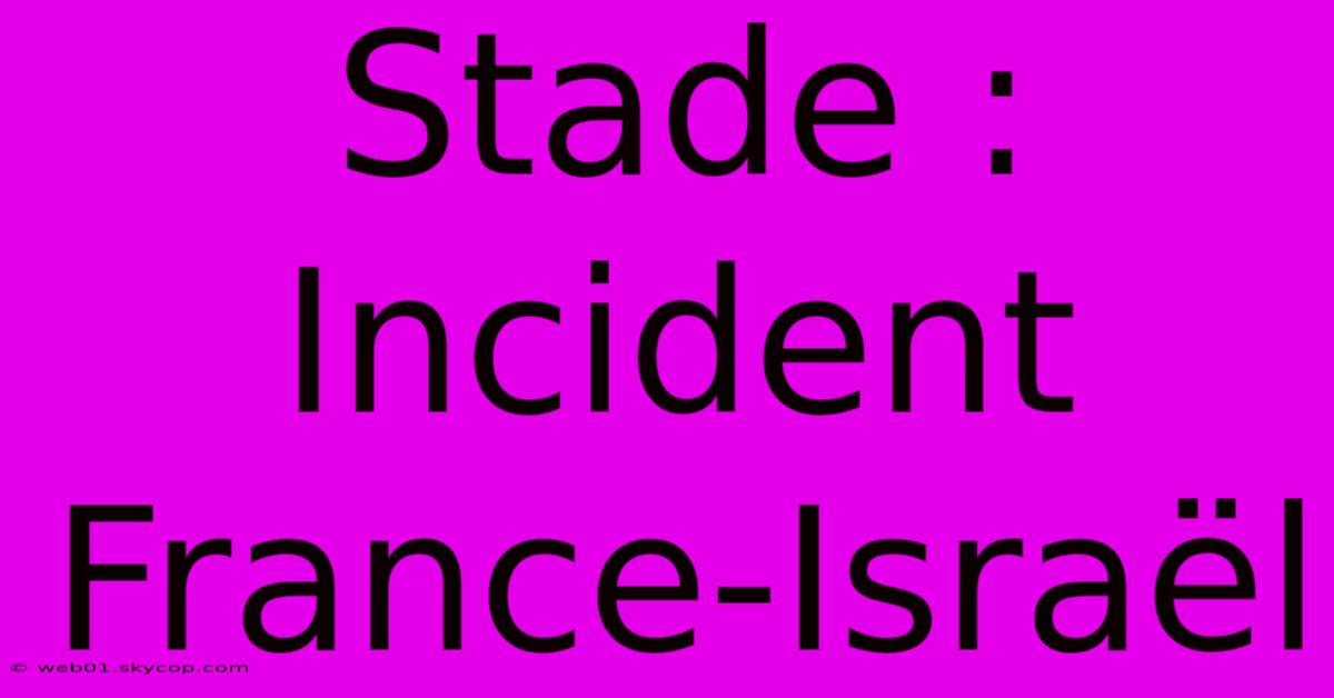 Stade : Incident France-Israël