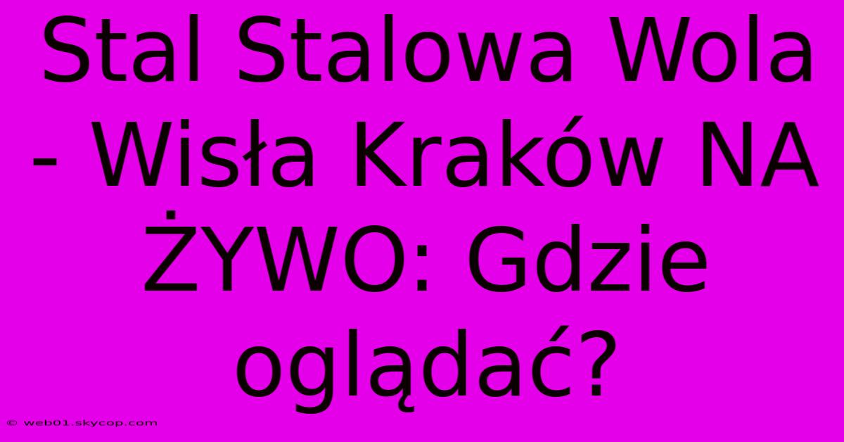 Stal Stalowa Wola - Wisła Kraków NA ŻYWO: Gdzie Oglądać?