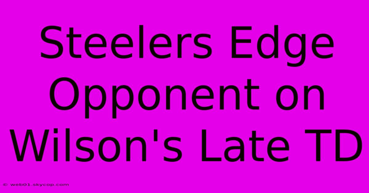 Steelers Edge Opponent On Wilson's Late TD 