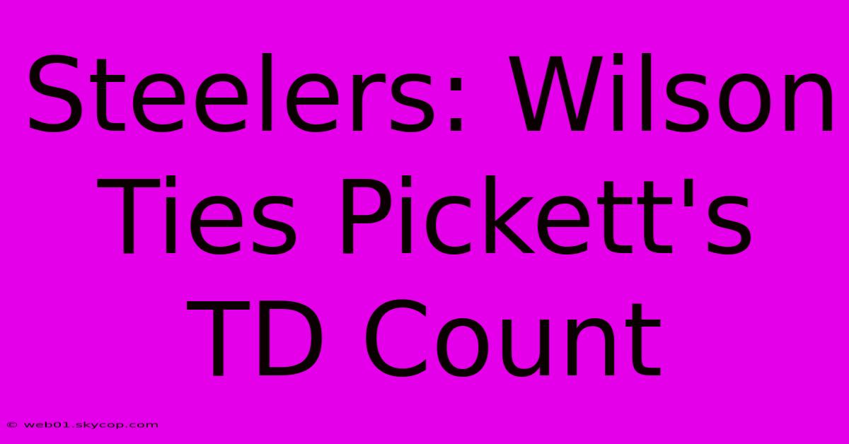 Steelers: Wilson Ties Pickett's TD Count 