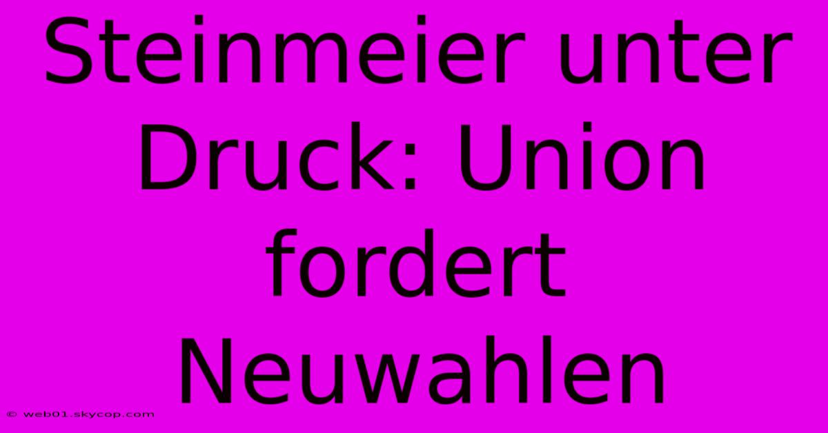 Steinmeier Unter Druck: Union Fordert Neuwahlen