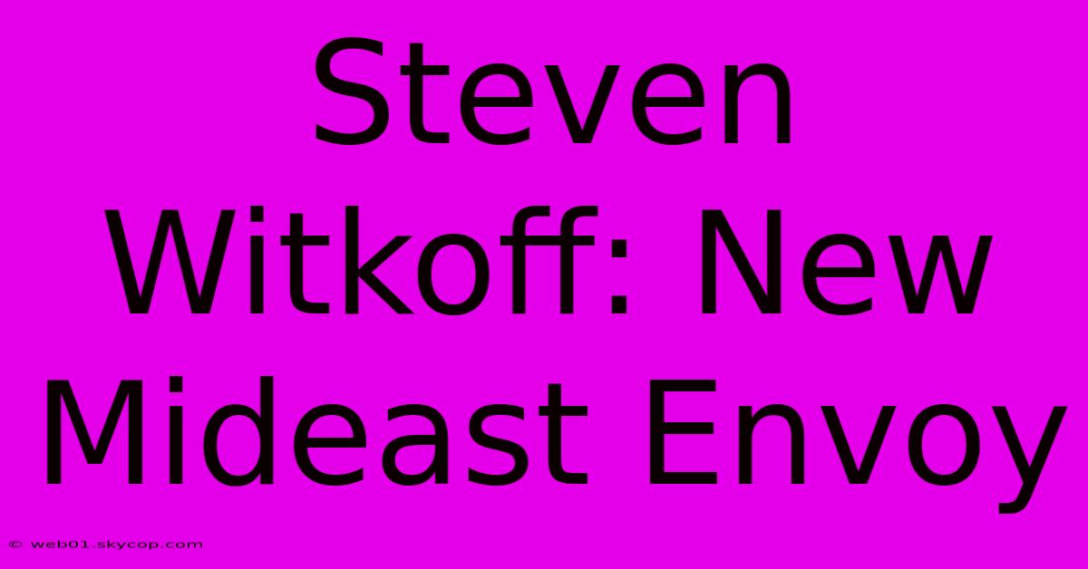 Steven Witkoff: New Mideast Envoy 